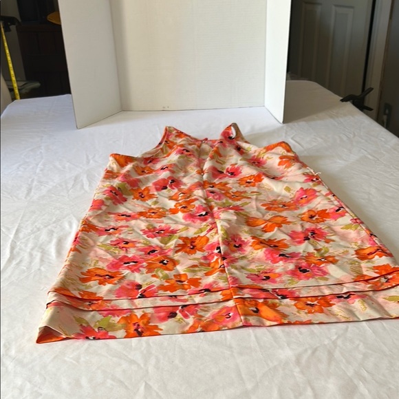 LOFT Orange Pink A-Line Knee-Length Skirt - Picture 9 of 9